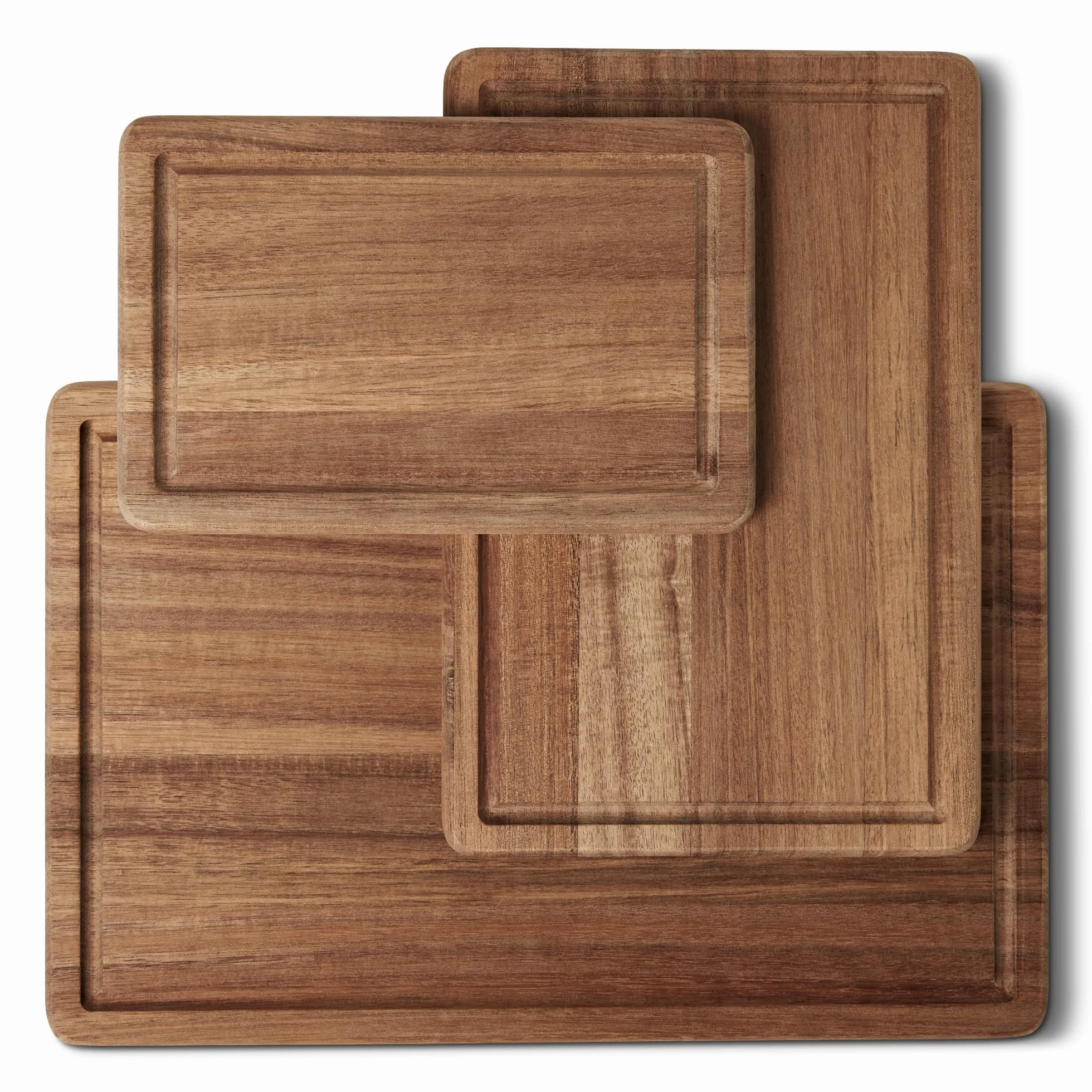 Amazon Basics - Taglieri in Legno, Set di 3 pezzi, Legno di Acacia, Pre-Trattato con Olio