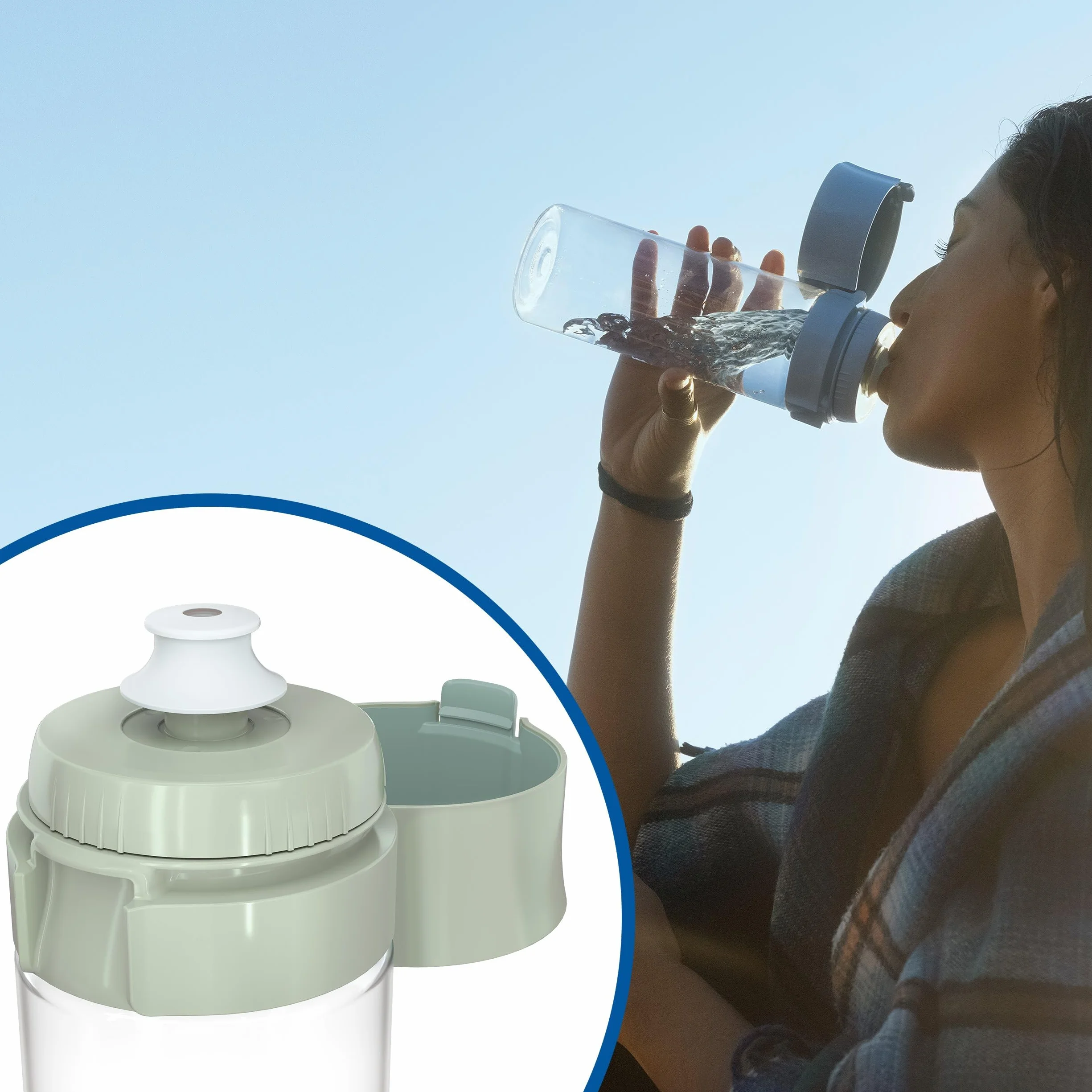 BRITA Borraccia Filtrante Vital verde (600 ml) incl. 2xfiltri MicroDisc – riduce cloro, impurità organiche, PFAS, ormoni e pesticidi e preserva i minerali essenziali