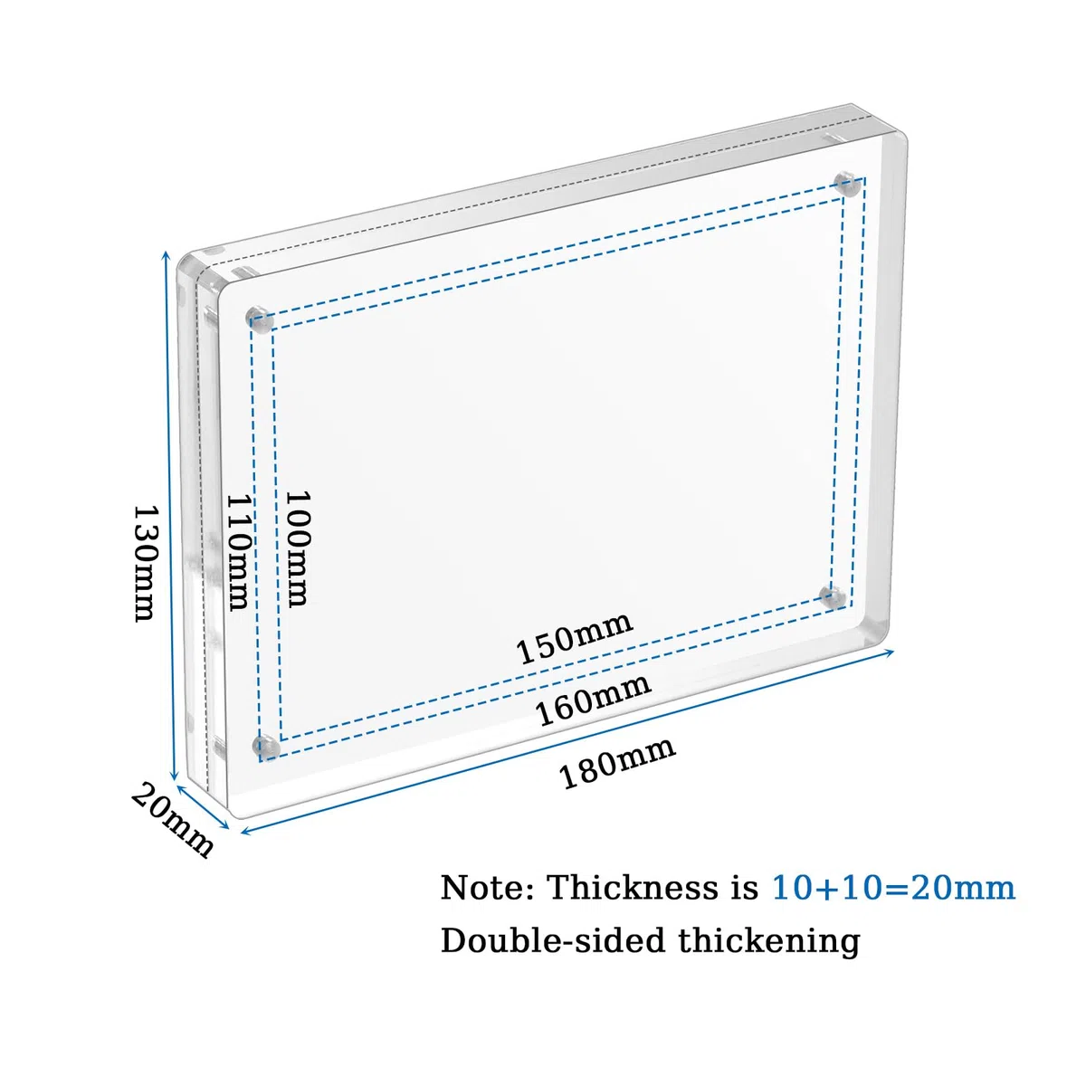 Cornice acrilmagnetica foto 13x18 cm, blocco espositivo a doppia faccia, autoportante, adatta per foto da 7 pollici, bordi arrotondati