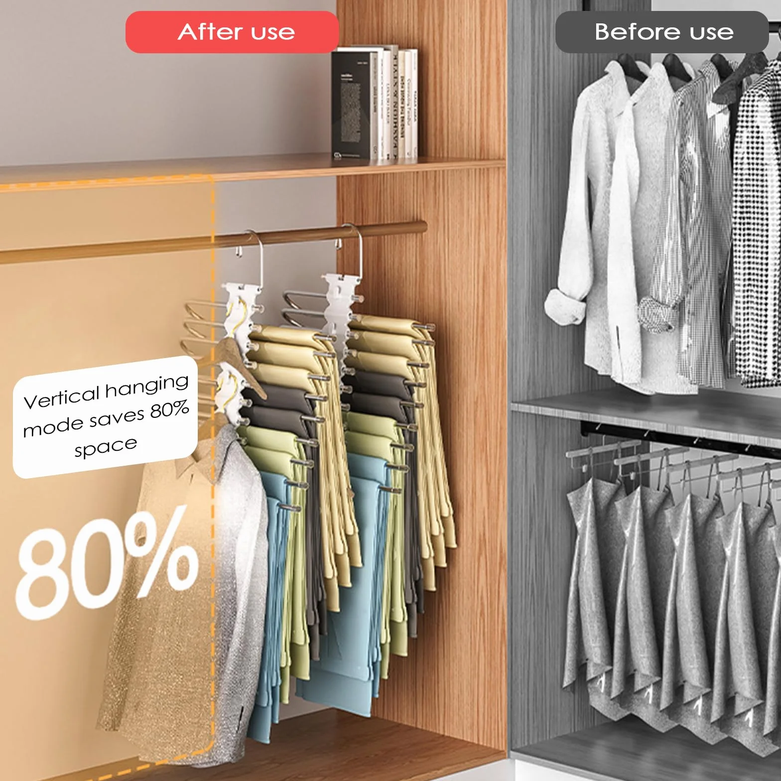 9 In 1 Grucce Pantaloni, Appendini Armadio Appendi, Acciaio Inossidabile Appendino Antiscivolo Multifunzionali Portapantaloni Appendiabiti per Pantaloni, Sciarpe, Jeans, Vestiti