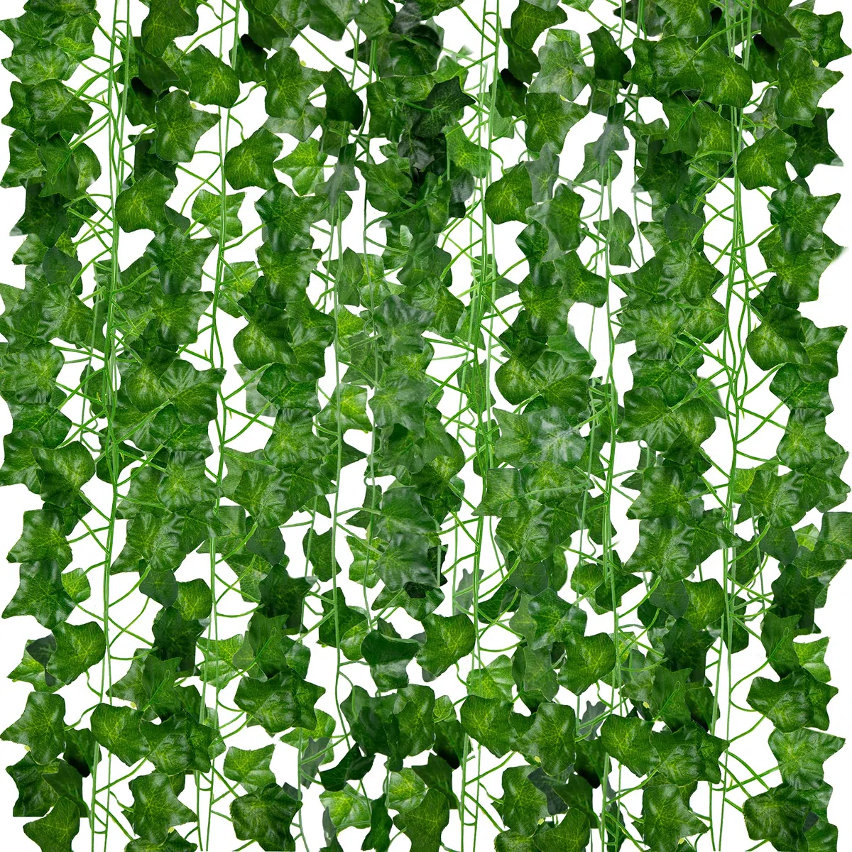 ADORAMOUR Ghirlande di Edera Artificiale - Confezione da 12, Lunghezza 210cm - Viti Finte Realistiche per la Decorazione di Stanze e Pareti da Giardino per Interni ed Esterni, Verde Piante