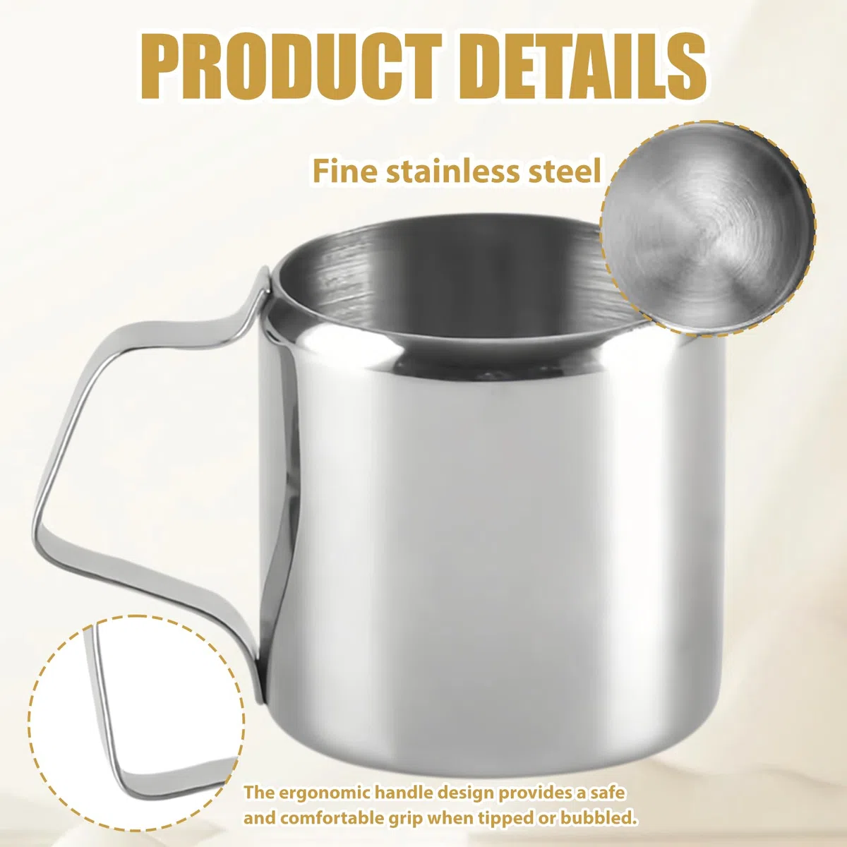 6 bricco per latte in acciaio inox, 90 ml, mini brocca per latte da 3 oz, piccolo brocca per caffè e cappuccino, latte
