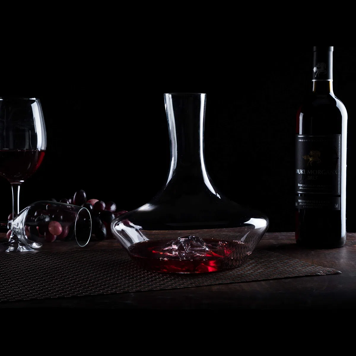 Decanter per Vino, vino decanter Iceberg con Filtro Aeratore, Base per Asciugatura e Perline Pulizia, Caraffa per Vino Rosso in Cristallo Soffiato a Mano al 100% Senza Piombo (1400ml)