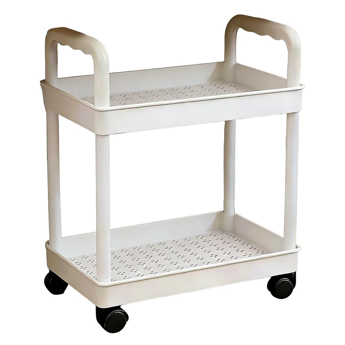 Carrello Con Rotelle Per Conservazione A 2 Livelli Con Ruote, Organizzatore Risparmia-Spazio Per Cucina, Bagno, Uffici Domestici, 4 Ruote Silenziose, Carrello Utilità Leggero E Portatile