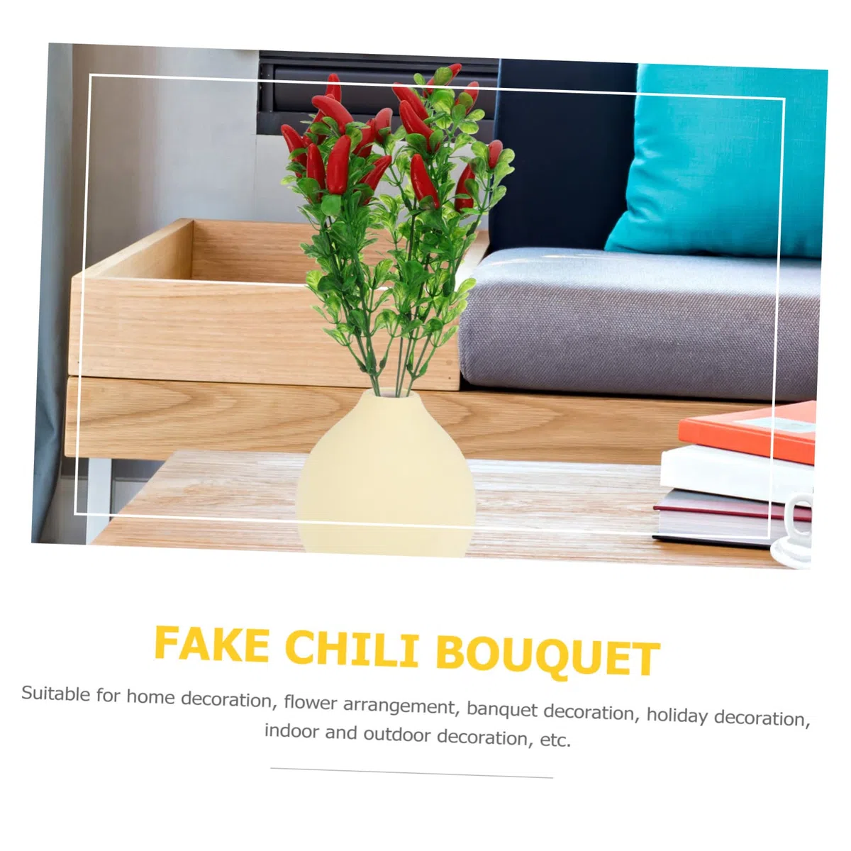 Ciieeo Bouquet di Peperoncini Finti in Plastica 4 Pezzi, Simulazione Realistica, Facile da Curare, Decorazione per Banchetti e Ambienti Esterni