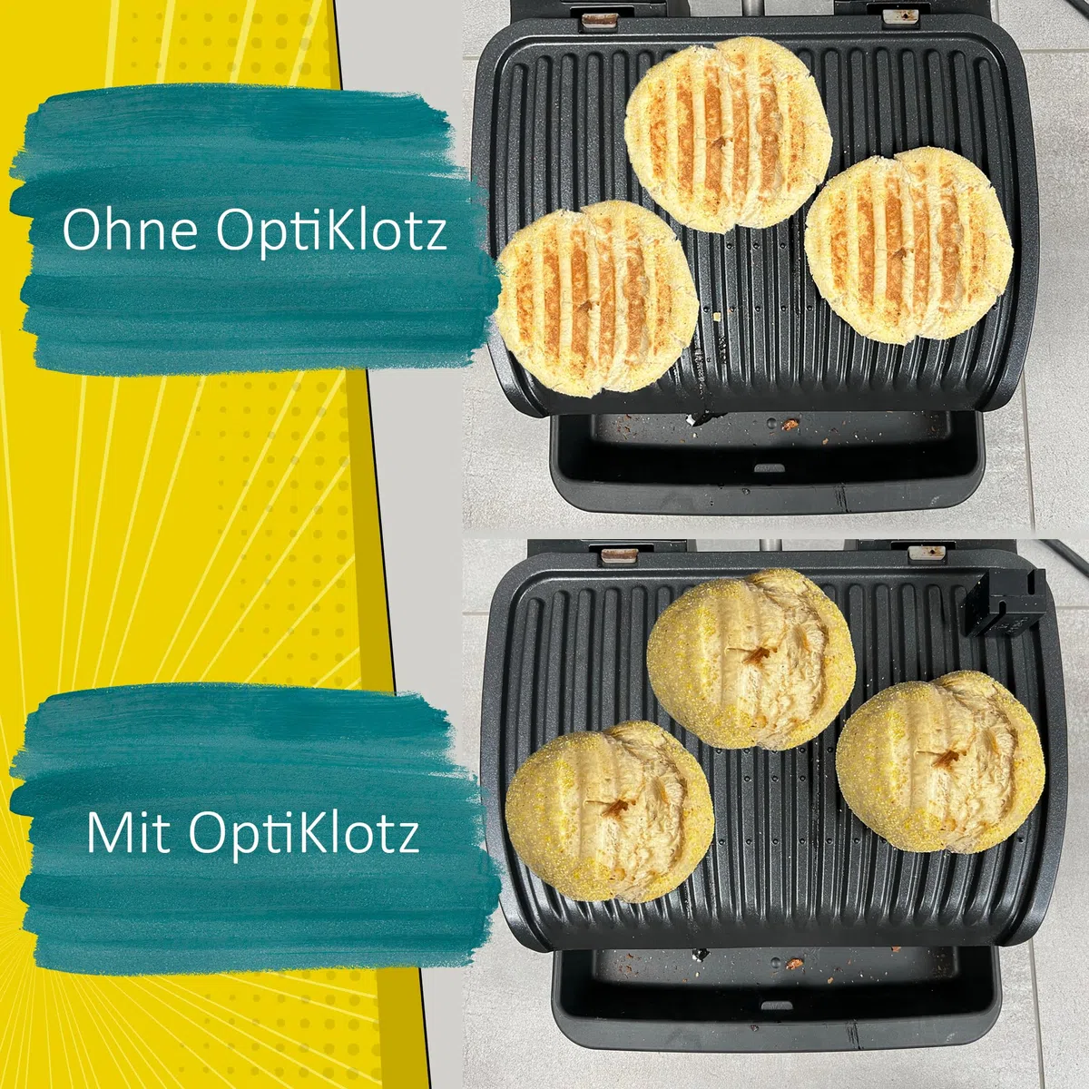 OptiKlotz - L'originale, distanziatore in silicone alimentare compatibile con Tefal Optigrill, Optigrill XL, accessori, impedisce la frantumazione di cibo grigliato