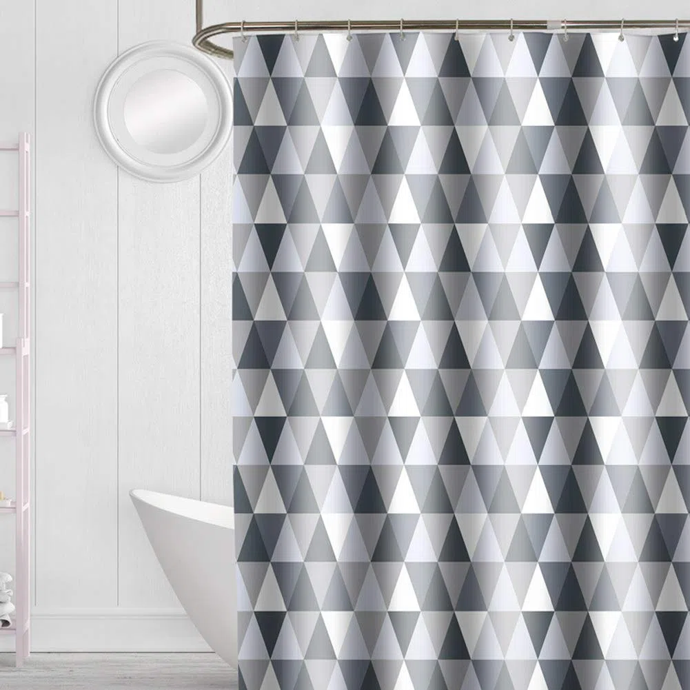 Tenda Doccia Motivo Geometrico Tenda per Vasca da Bagno in Poliestere Lavabile Impermeabile Antimuffa Tende da Bagno con Anelli per Doccia e Orlo Rinforzato Tende per Doccia di Mosaico G 100x180CM