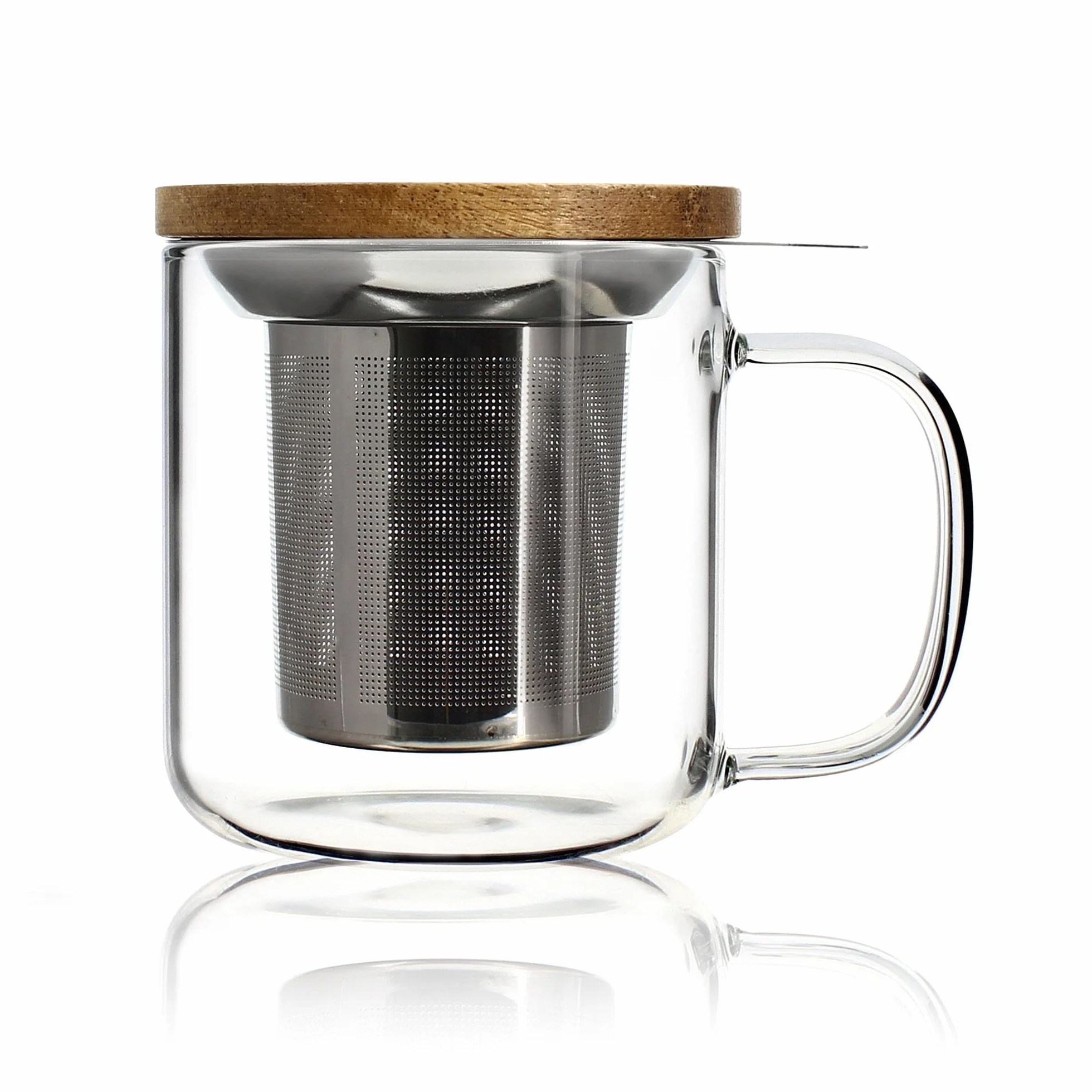 OGO LIVING - tisana gustave 300 ml - 7912103 - Ideale per tè, tisane, infusi e rooibos - tazza da tè in vetro e coperchio in legno di acacia
