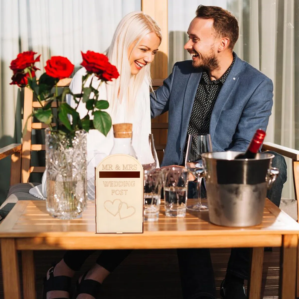 Ragyzity Cassetta postale rustica in legno per matrimonio, scatola porta carte per lettere e regali, cassetta postale fai da te con fessura per buste, eleganti decorazioni per ricevimenti