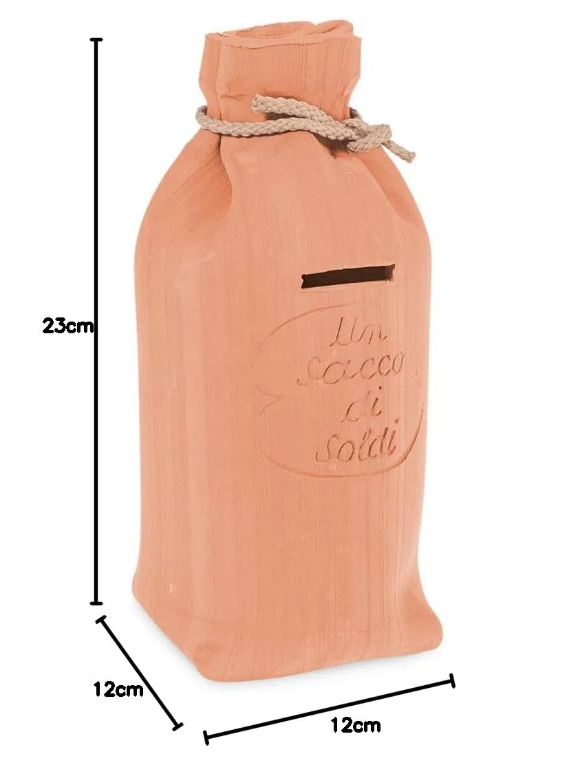 Home Sacco Salvadanaio in Terracotta, 25 cm