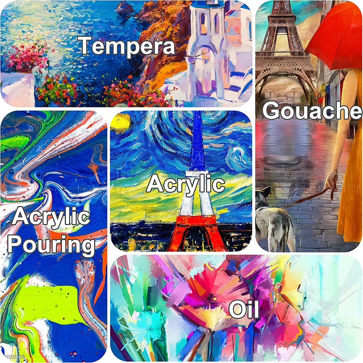 Tela allungata per pittura 28 x 36 cm, confezione da 7, 300 g/m², tripla innescata senza acidi, 100% cotone incorniciato, tela d'arte vuota per acrilici versando olio pittura ad acquerello