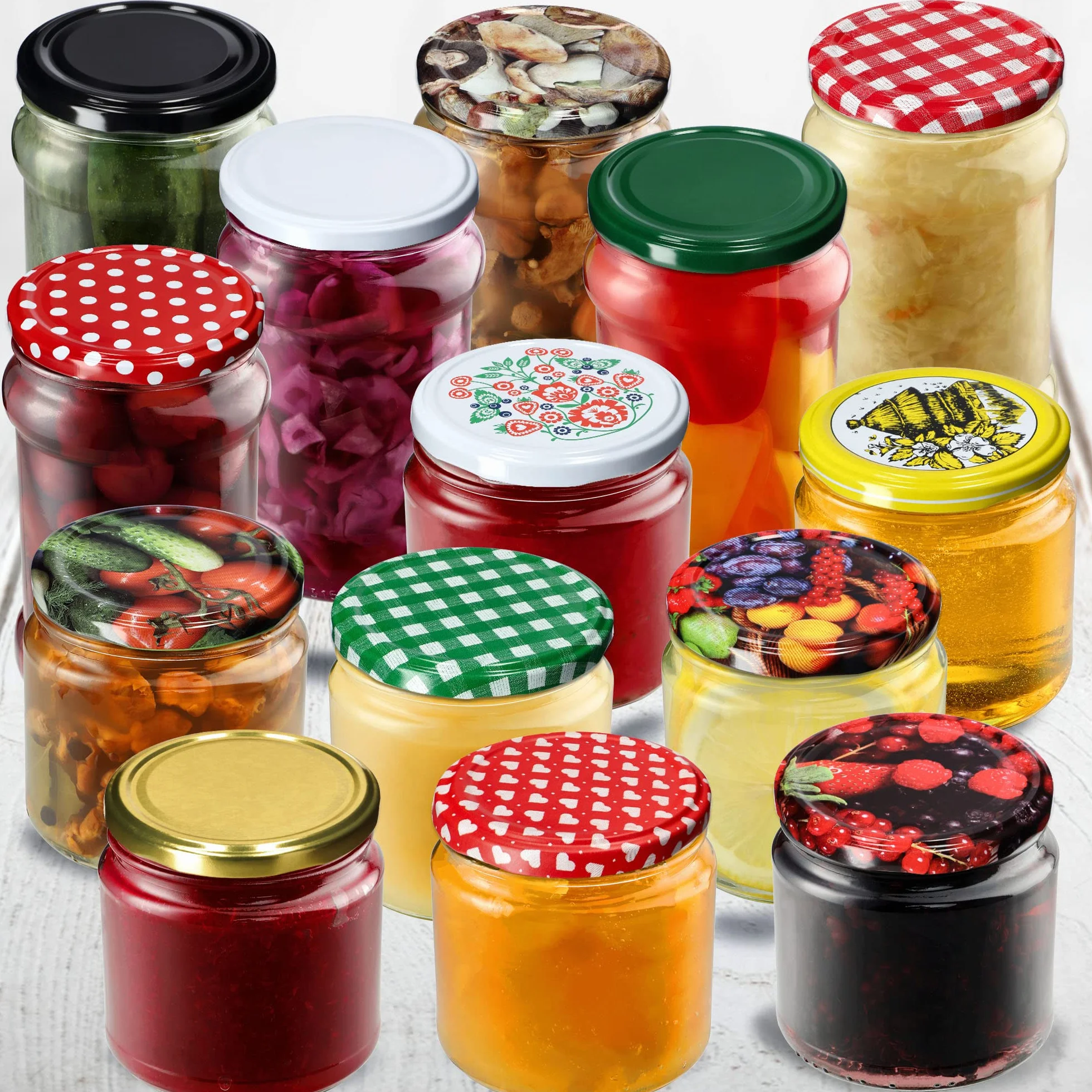 KADAX Set di 10 barattoli in vetro 200ml Ø66 Oro – tappo a vite ermetico, lavabili in lavastoviglie, per marmellate, miele, conserve e spezie