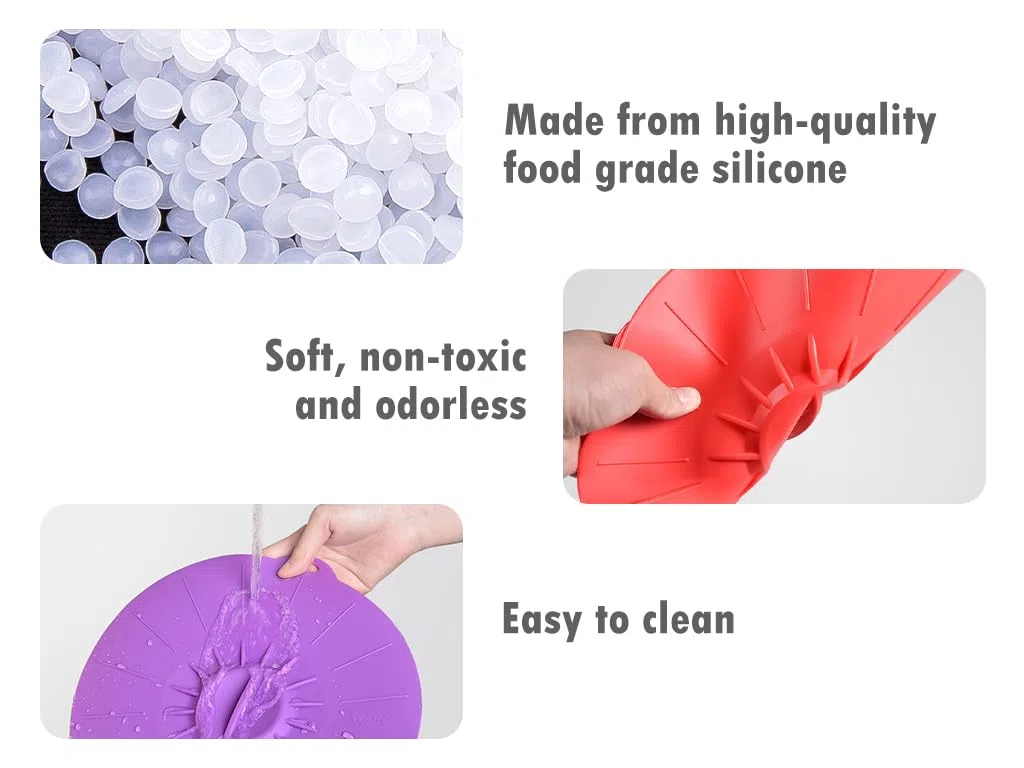 5Pcs Coperchio in Silicone Riutilizzabile - Ventosa Della Ciotola per Lattine, Padelle (5 Colori)