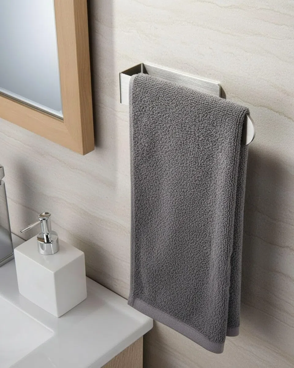 Porta Asciugamani Bagno - Acciaio Inossidabile - Adesivo Forte 3M - Nessuna Perforazione - Facile da Installare - Supporta Fino a 5 kg - Lunghezza 23 cm