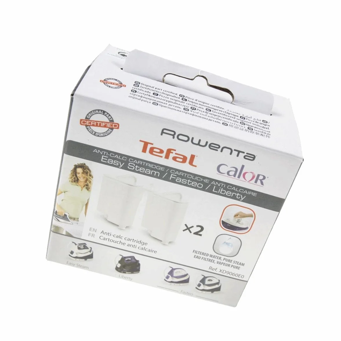 Calor - Cartucce anticalcare Easy Steam per Generatore di vapore (XD9060E0), confezione da 2