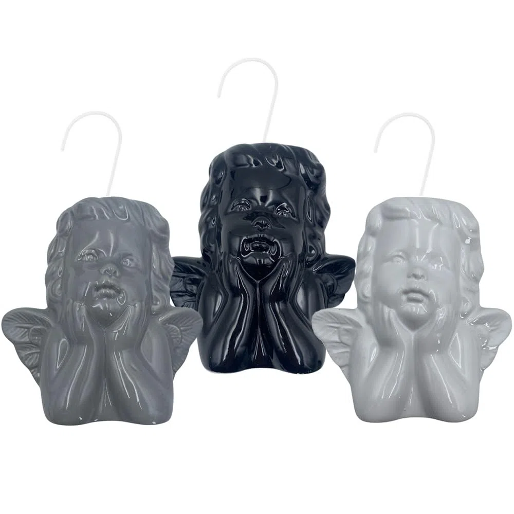 PALUPLUS - Set 3 Evaporatori d'Acqua per Termosifoni, Ceramica, Umidificatore con Gancio a S, Fantasia Angeli, Misura 14x4,5x14 cm, Vari Colori -6040F