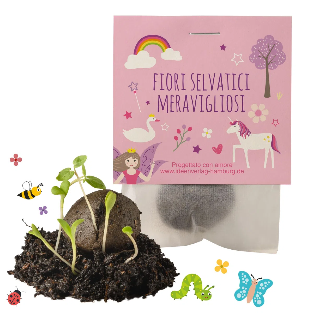 10x "Unicorni / favola" bombe di semi / "Fiori selvatici meravigliosi" - per feste di compleanno di bambini di unicorni - biglie di fiori idea regalo - sfere con semi - bombe di semi di fiori