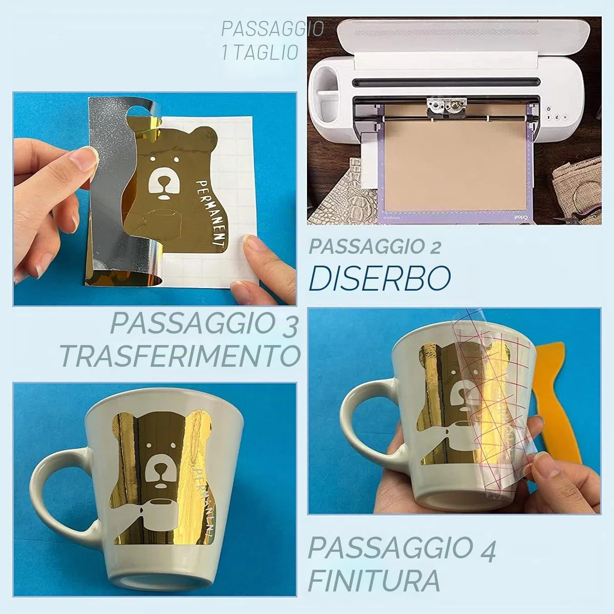Lya Vinyl Vinile adesivo oro cromo, 30,5 x 457,2 cm, Vinile adesivo oro per Cricut, Silhouette Cameo, Pellicola oro metallizzata per regali fai da te, tazza, finestra, ceramica, plastica
