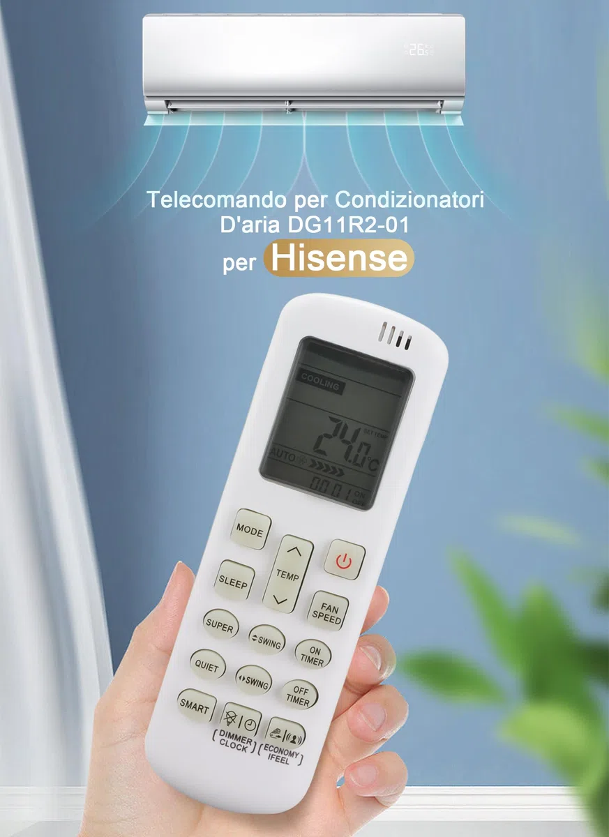 VBESTLIFE Telecomando Sostitutivo per Condizionatori d'Aria DG11R2-01 per Hisense