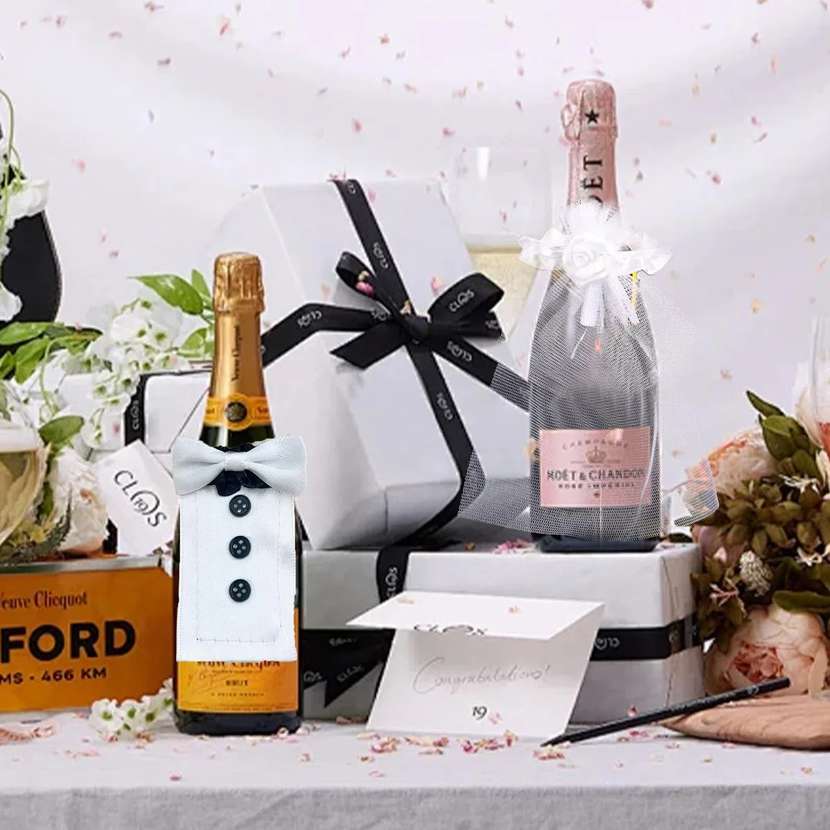 Set di 4 bicchieri da champagne per matrimonio con 'sposi', decorazione per coppia di sposi