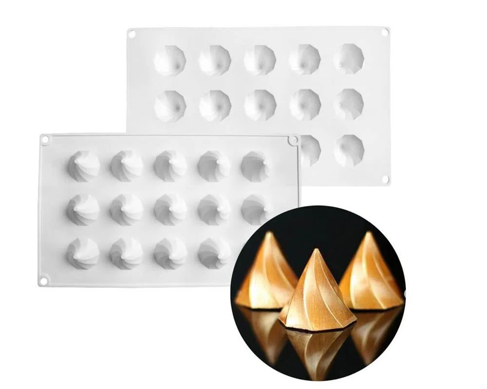 Stampo per torta in mousse in silicone, mousse per dessert Bakeware Stampo per candela con sapone al cioccolato fai da te, 15 fori Cono circolare