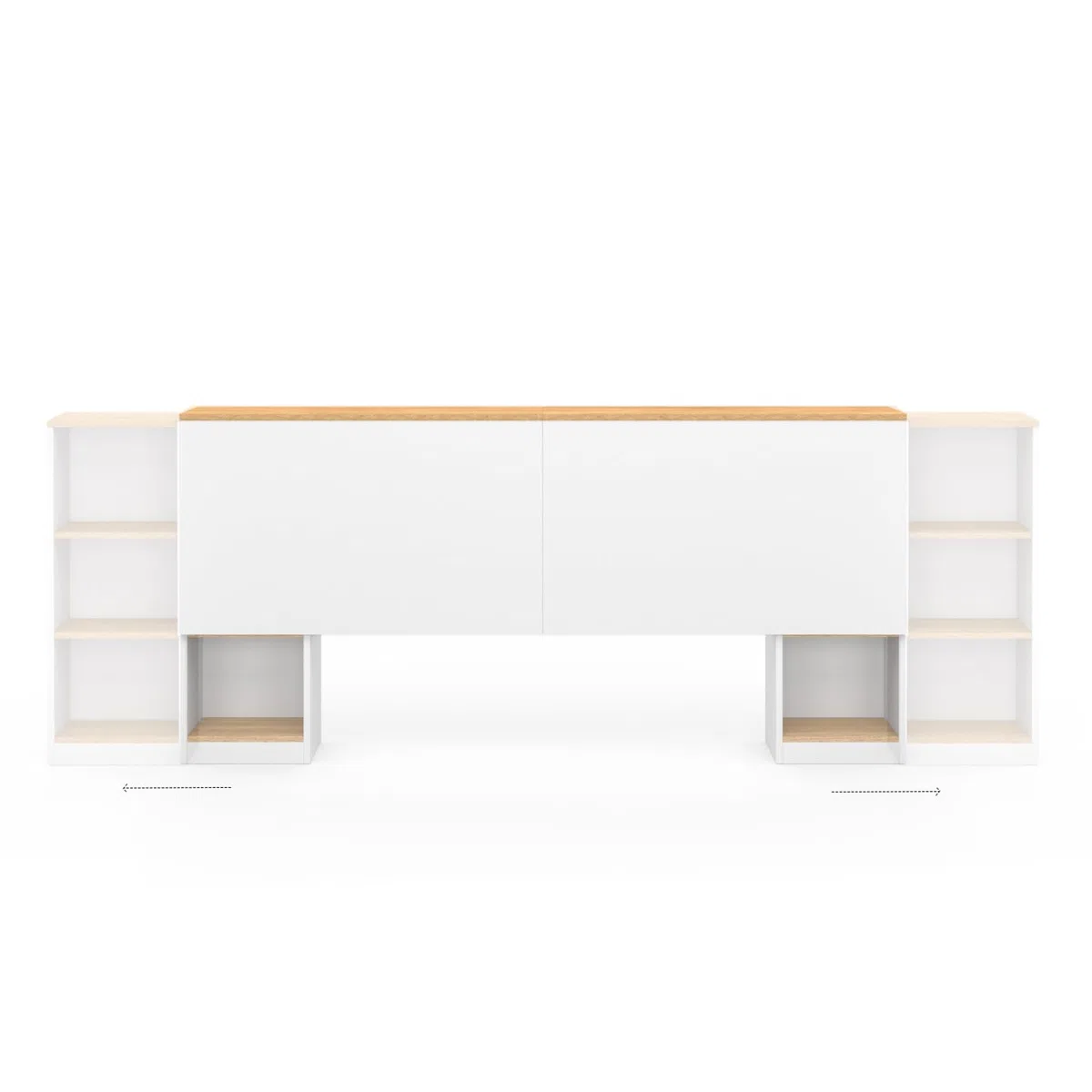 IDMarket - Cabecero extensible CATBA con almacenamiento deslizante para camas de 140 y 160 CM de madera y blancas