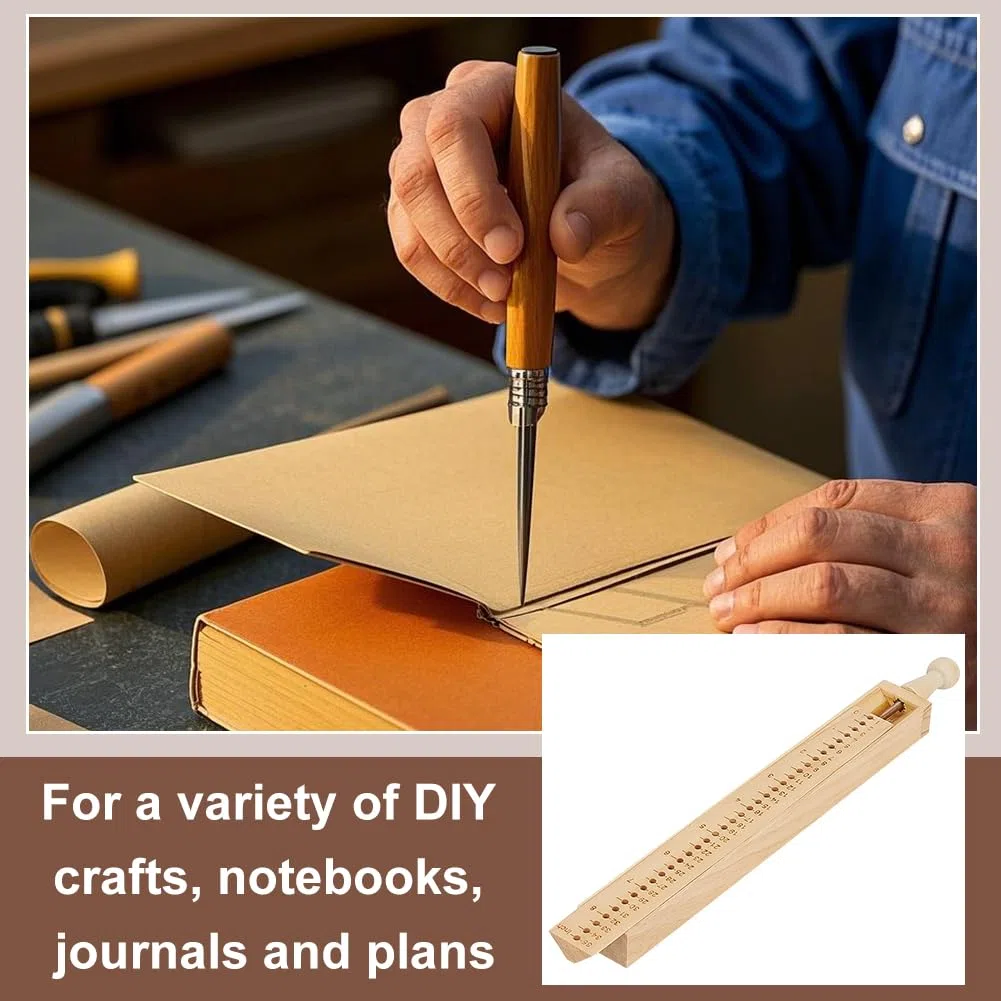 BENECREAT Strumento di Punzonatura di Libri, Culla per Rilegatura di Libri con Punteruolo per Fai da Te, Notebook, riviste, Planner, Kit Strumento per Rilegatura a Mano