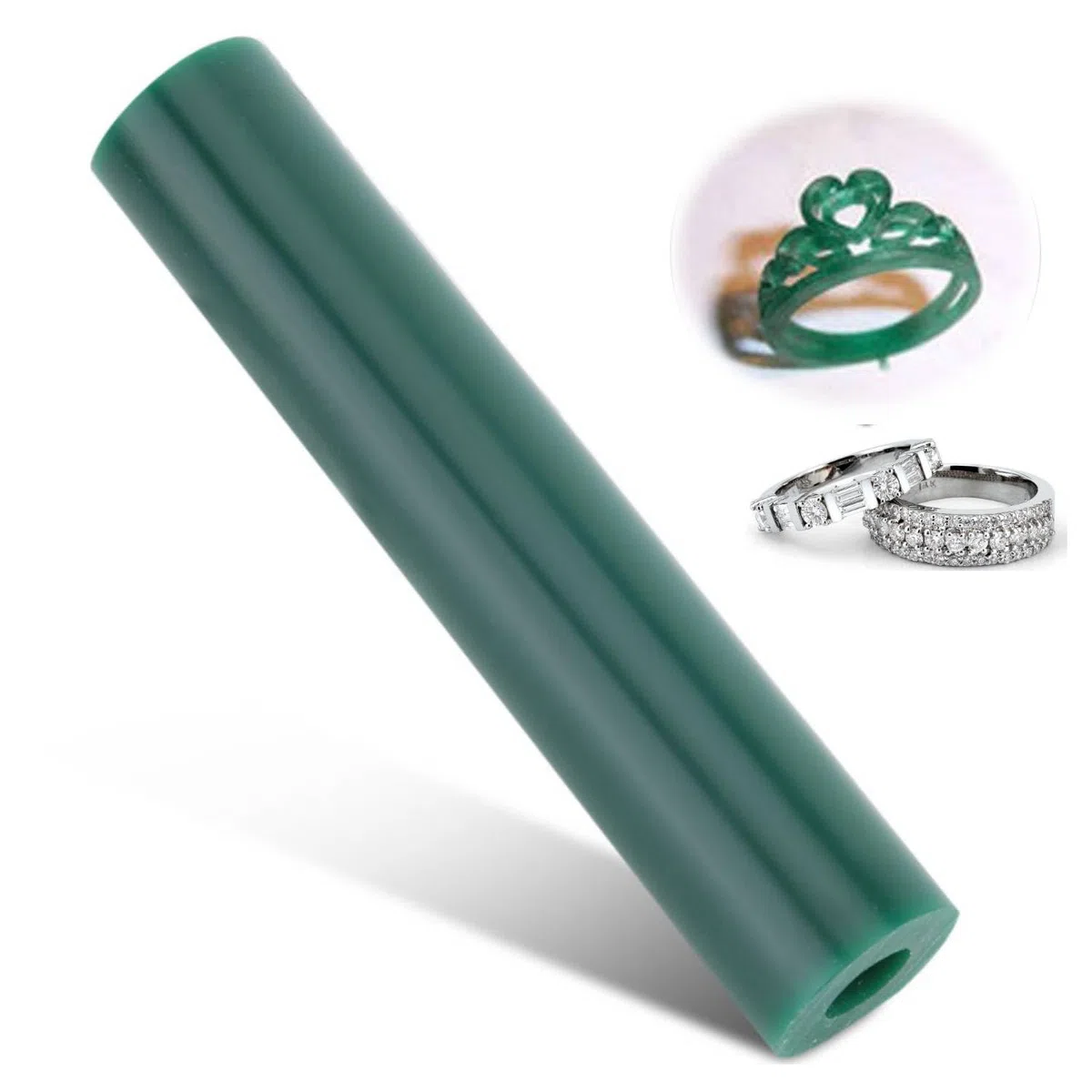 Tubo di Cera Verde per Gioielli, Tubo ad Anello Intagliato con Foro Centrale 144 mm, Stampo per la Creazione Artigianale di Anelli, Materiale per Modellaggio e Realizzazione Gioielli