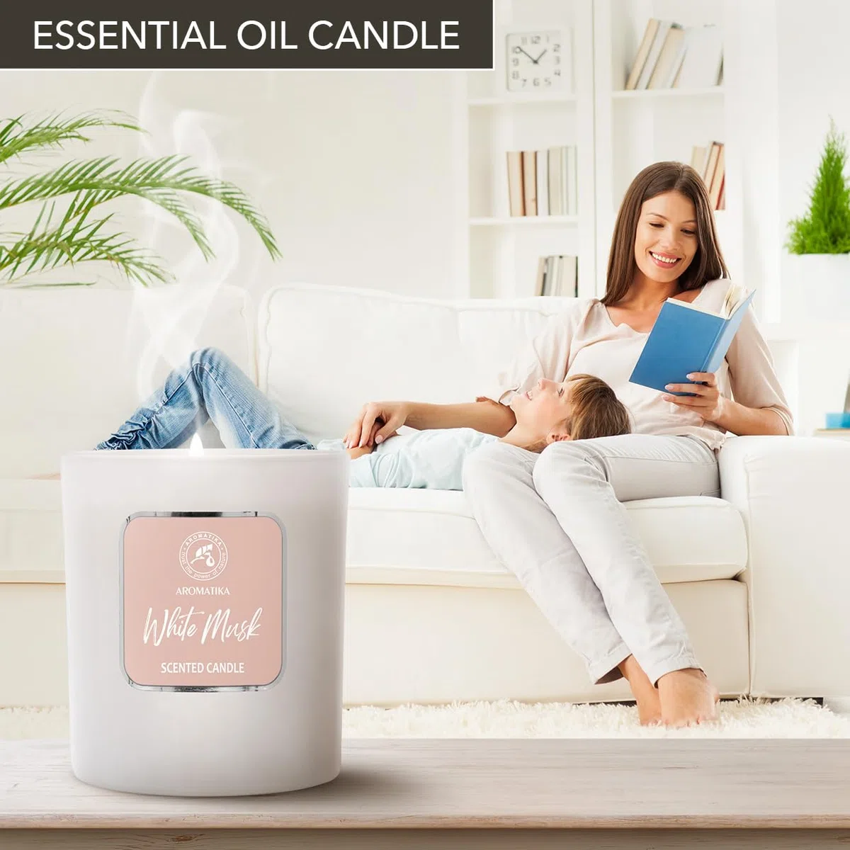 Candela Profumata di Muschio Bianco 200g - Candela Alla Cera di Soia - Candele Profumate per la Casa - Aromaterapia - Candela Regalo - Idea per il Compleanno - Natale