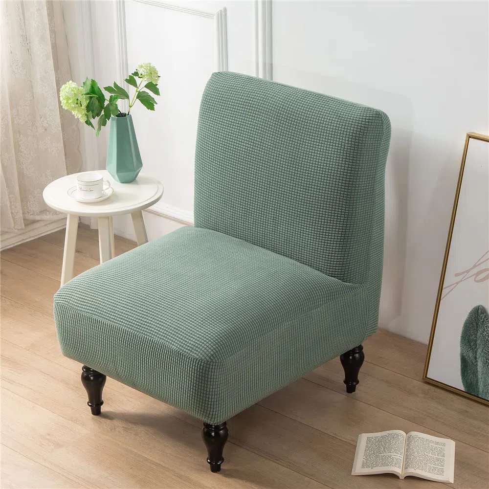 Highdi Jacquard Fodera Copripoltrona Senza Braccioli Elasticizzato, Copridivano Coprisedie Accent con Schienale 1 Posto Lavabili Removibili Coprisedia per Sala da Pranzo Soggiorno (Verde oliva)