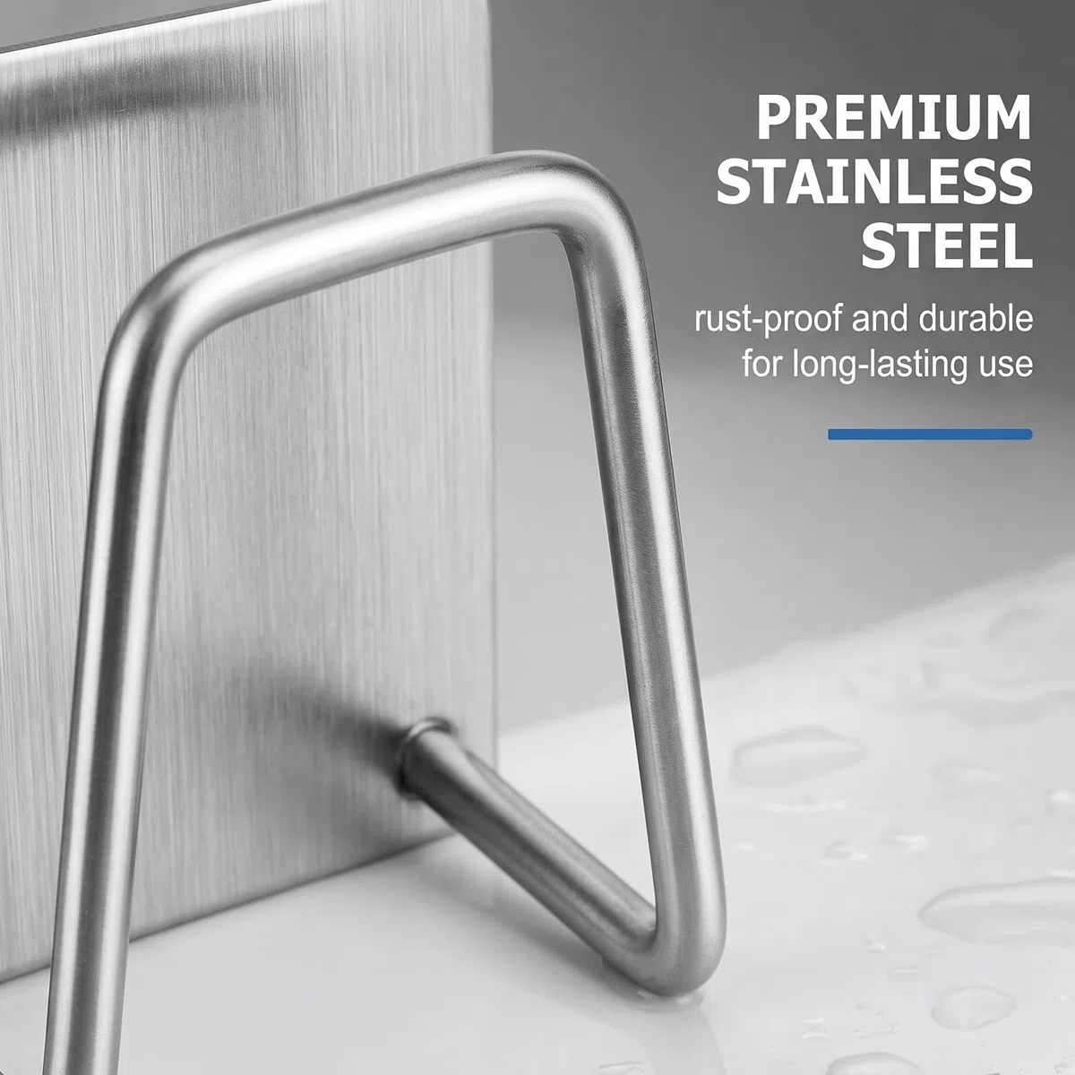 [2 Pezzi] Porta Spugna Lavello Cucina in Acciaio Inox, Portaspugna Autoadesivo 45mm, Ganci Adesivi per Organizzazione Lavello, Porta Spugne Senza Fori per Cucina e Bagno - Argento