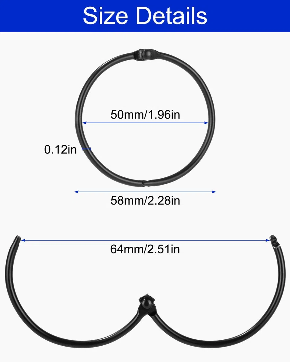 42 Anelli per Tende da Aprire,50 mm anelli tondi,Antiruggine Anelli Tende Apribili, Anelli Rotondi Clip Tenda,lip in metallo per tende aste per tende,Tende della Doccia per tende aste tende (ferroso)