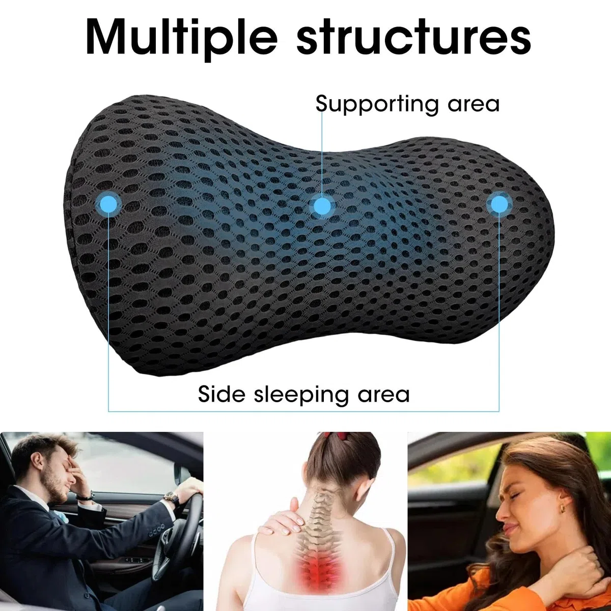 Cuscino Lombare Ergonomico in Memory Foam 46x23x11 cm Cuscino di Supporto Lombare Ortopedico Lombare Suport Pllow per Supporto Schiena Auto Sedia Ufficio Letto e Divano Antidolorifico