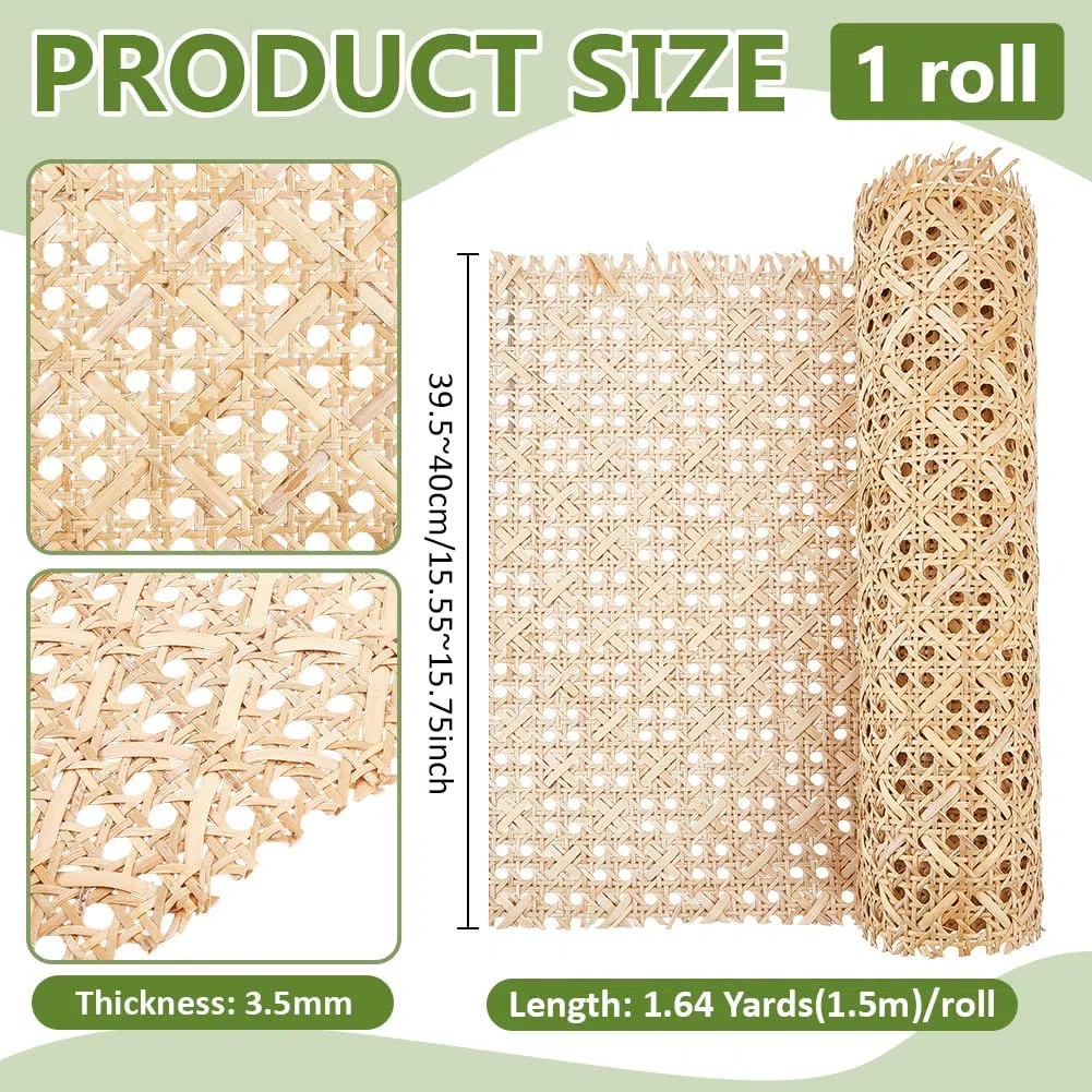 BENECREAT Rattan Naturale Rotolo 1.5m x 40cm, Rotolo di Fettuccia In Rattan A Forma di T, Materiale per Incannucciatura per Progetti di Arredamento e Forniture Fai Da Te