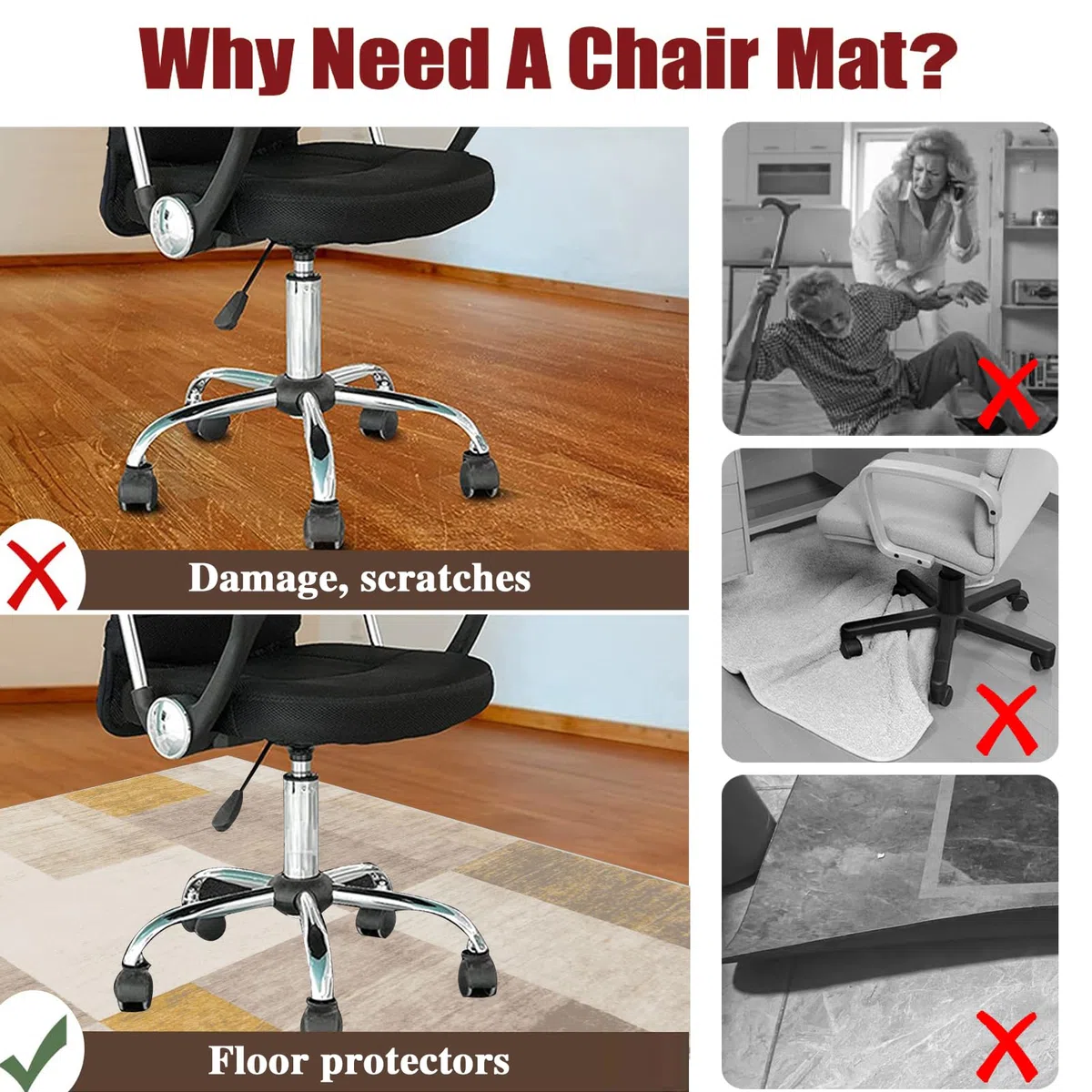 Tappeto Salvapavimento Tappeto Sedia Ufficio Antiscivolo 120 x 160 cm Ufficio Protettore del Pavimento Tappeto per Sedia con Ruote Tappeto Sedia Gaming Pavimenti per Parquet e Pavimenti Duri