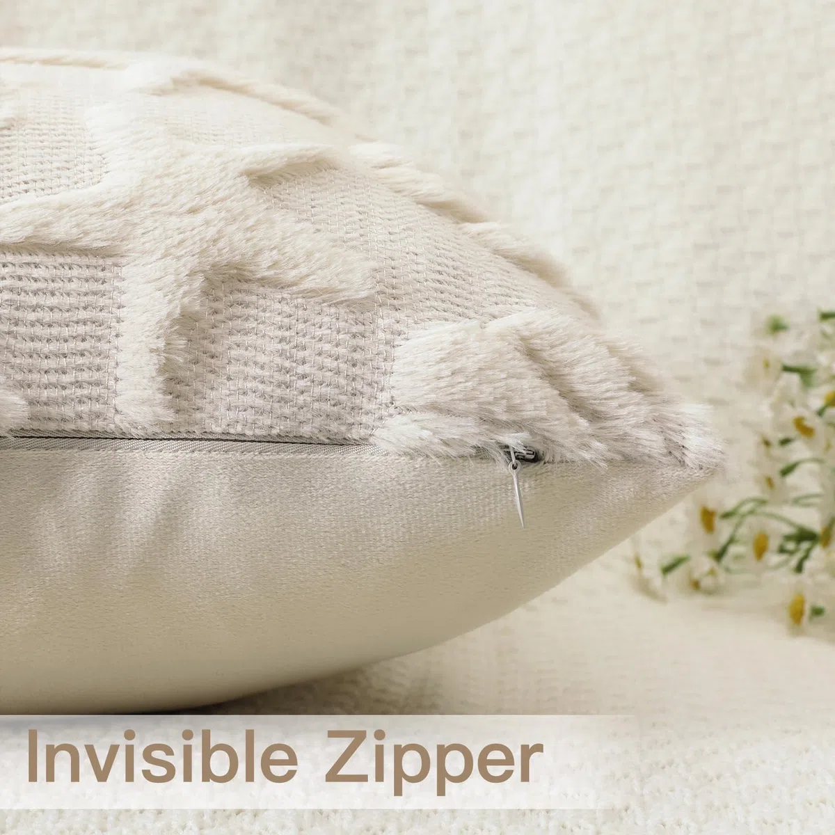 Artscope 2 Pezzi Stella del Mare e Conchiglie Federe in Lana Corta Velluto Copricuscini Morbido Decorativo Fodere per Cuscino Vacanza Stile per Divano Camera da Letto Beige 40x40 cm