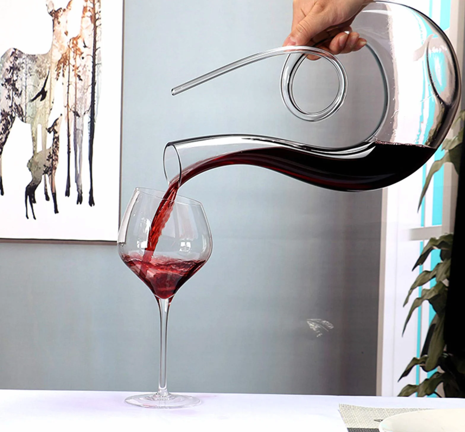 Decanter per vino, 1500 ml, soffiato a mano, in cristallo senza piombo, classico aeratore per vino, caraffa per vino rosso, accessori per vino, regalo per vino
