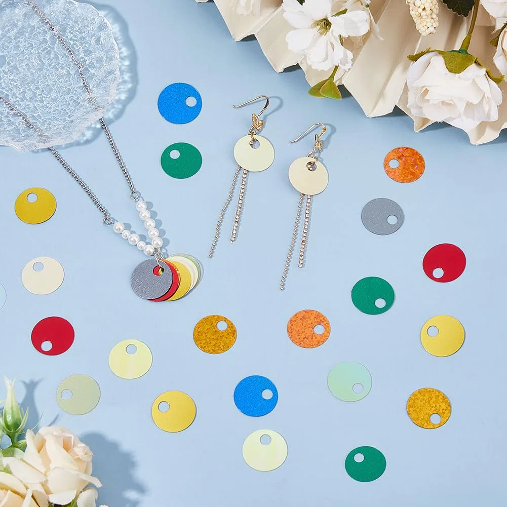 DICOSMETIC 2400 pezzi 12 colori paillettes piatte rotonde PVC 19mm per ricamo artigianato e decorazioni