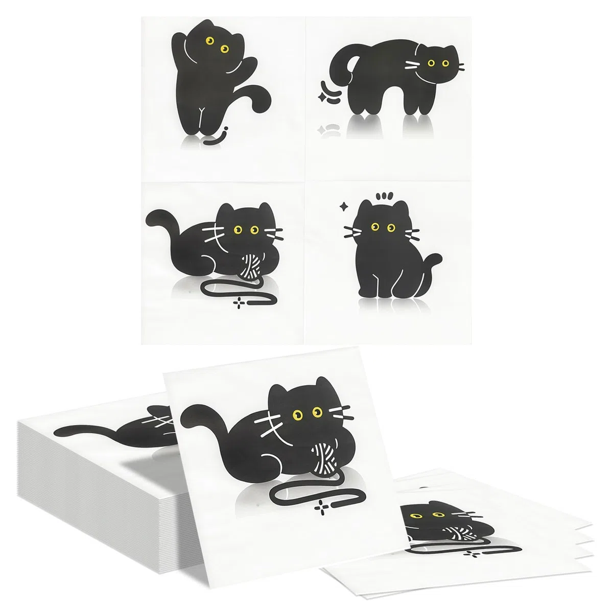 40 Pezzi Tovaglioli di Carta Gatto Nero, 2 Strati, 33x33cm Monouso Perfetti per Amanti dei Felini E Decorazioni per Feste