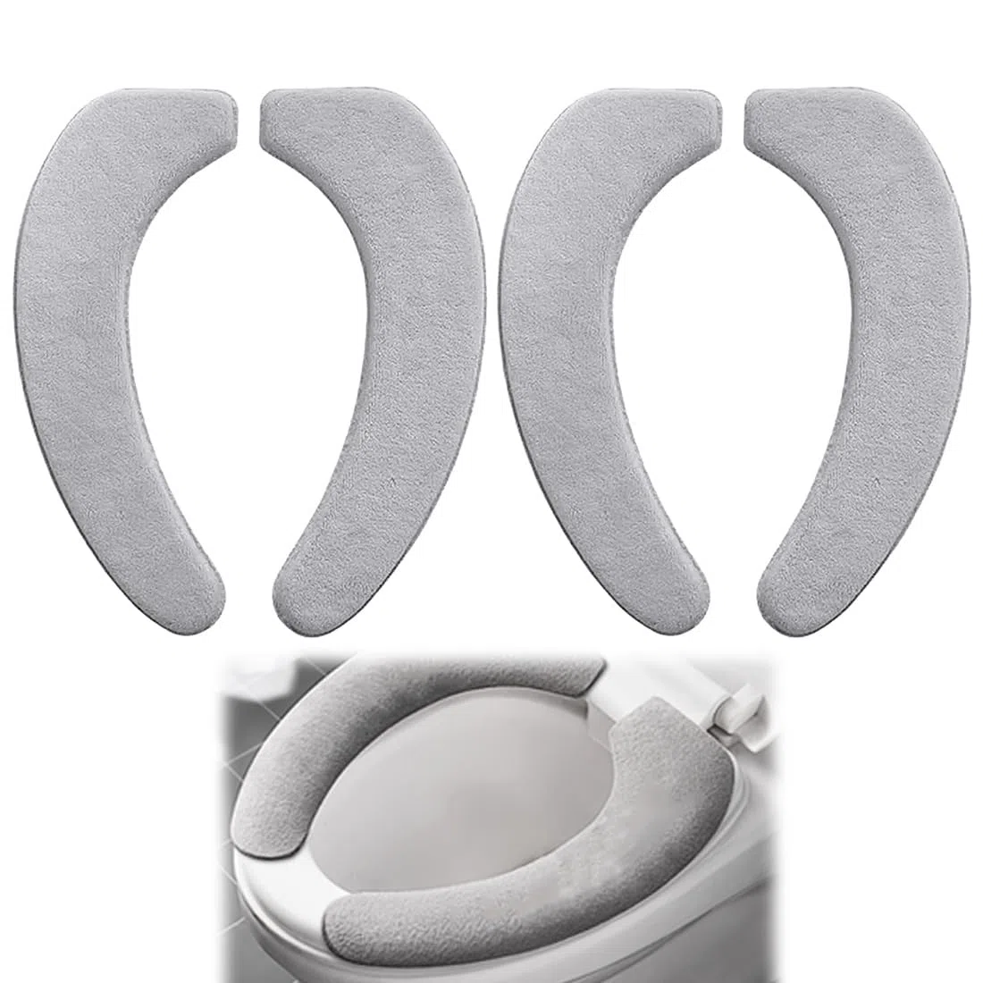 2 Paia Di Copriwater Peluche, Peluche Grigio Taglia, Adesivo, Copertura Water Elettrostatica Impermeabile, Copriwater Caldo Tutte Le Stagioni, Antifreddo Autunno E Inverno