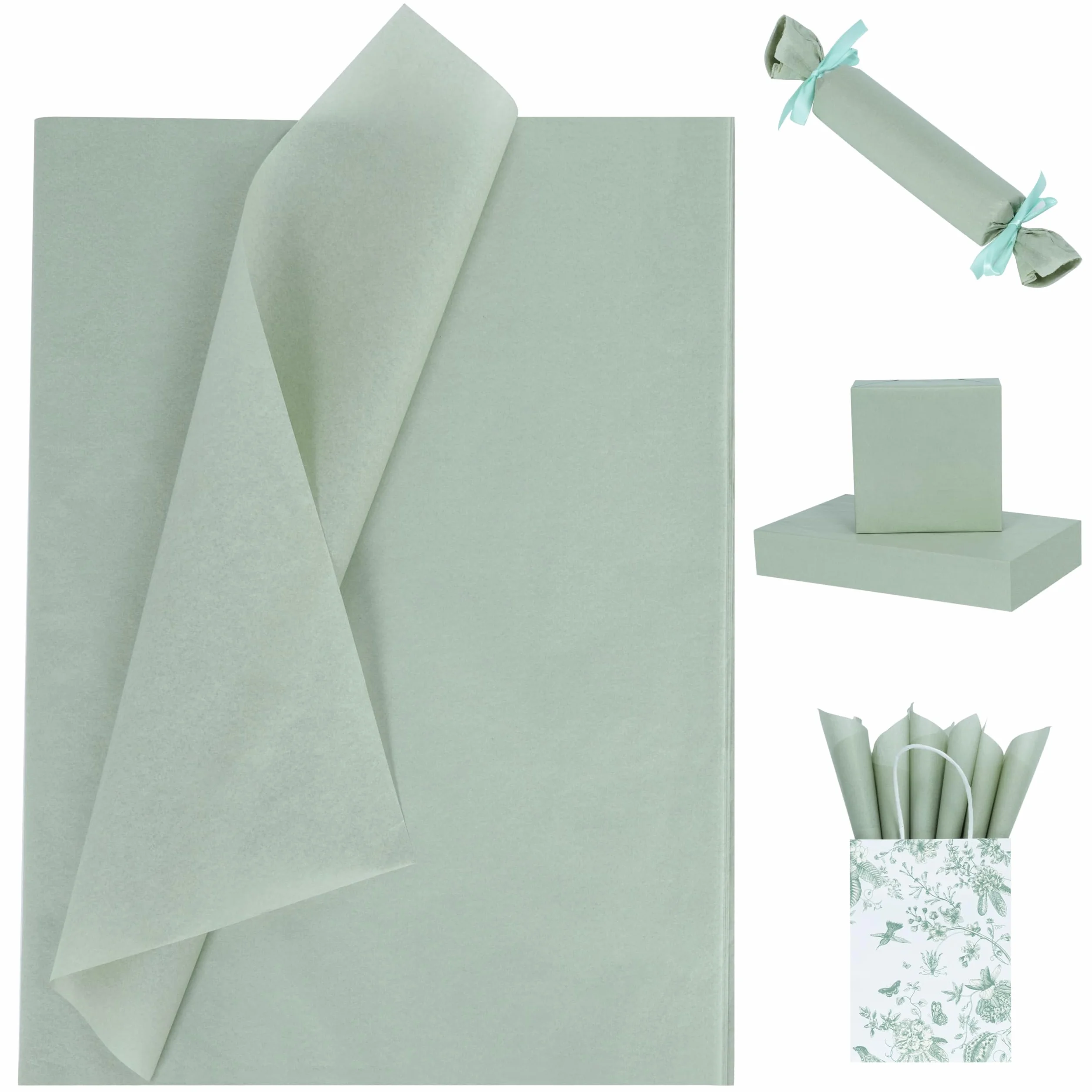 Larcenciel Carta Velina Verde Salvia, 60 Fogli di Carta Velina per Imballaggio e Sacchetti Regalo, Confezioni Regalo Verde Matcha per Compleanni, Matrimoni, Anniversari, Natale, DIY, 50 x 35 cm