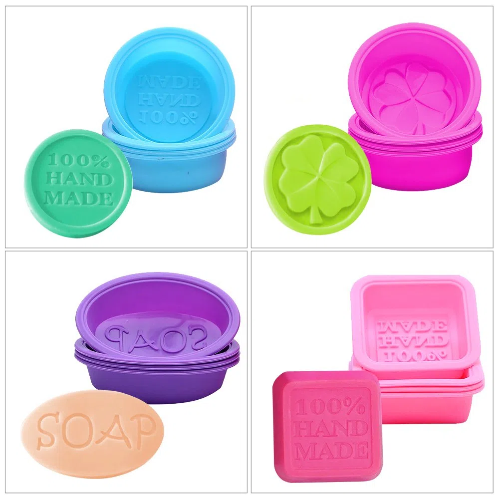 20 pc sapone in silicone che fa stampi, forma rotonda ovale quadrata, fineGood dolce cupcake muffin stampo per fai da te artigianale fatto in casa, commestibile