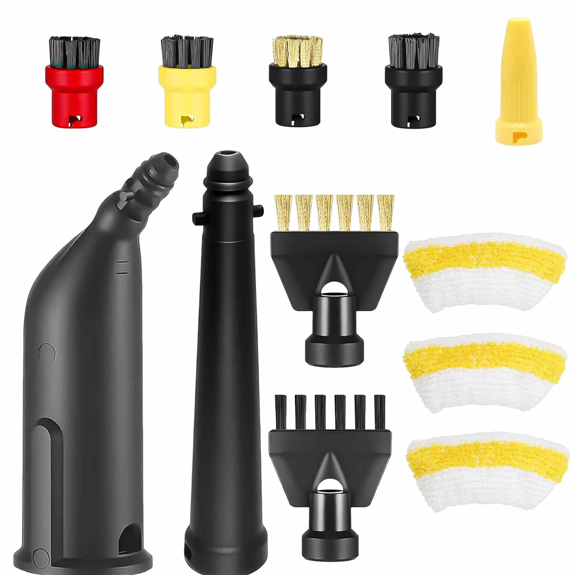 Set di 12 accessori per pulitore a vapore per modelli per Kärcher Easyfix SC1, SC2, SC3 e SC4, comprendente spazzola rotonda, spazzola piatta, ugello e panno in microfibra