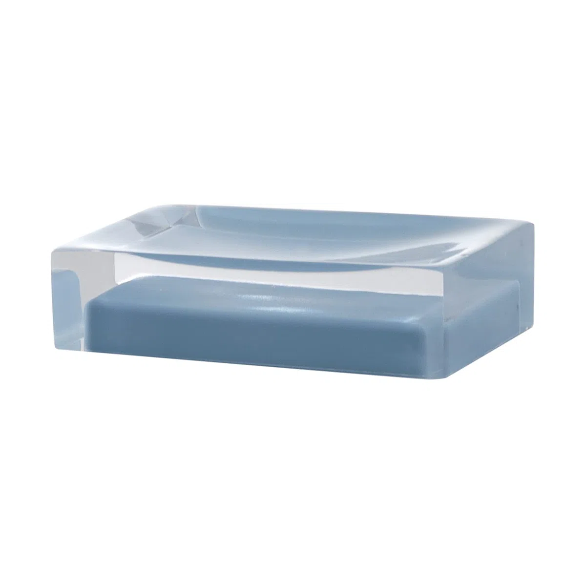GEDY Auckland Porta saponetta, Misure e Peso: 3X11X7 CM & 0,15 kg, Porta Sapone Solido in Resina Trasparente di Alta qualità, Finitura Celeste, Design R&S Gedy, Fatto a Mano, 2 Anni di Garanzia