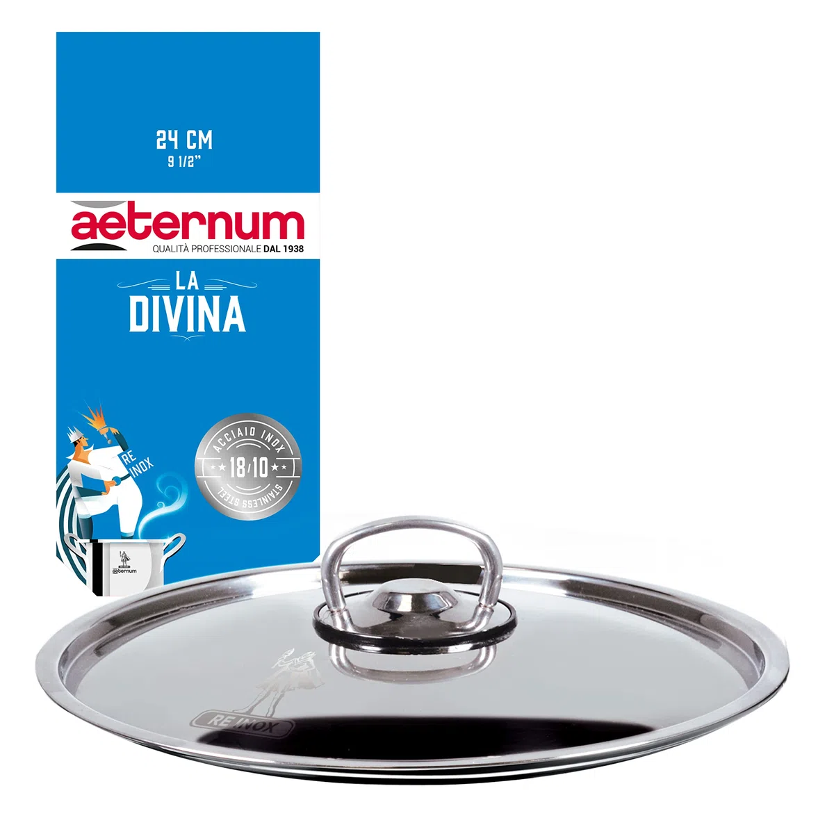 Aeternum La Divina, Coperichio universale, Acciaio Inox, Diametro 24 cm, Acciaio