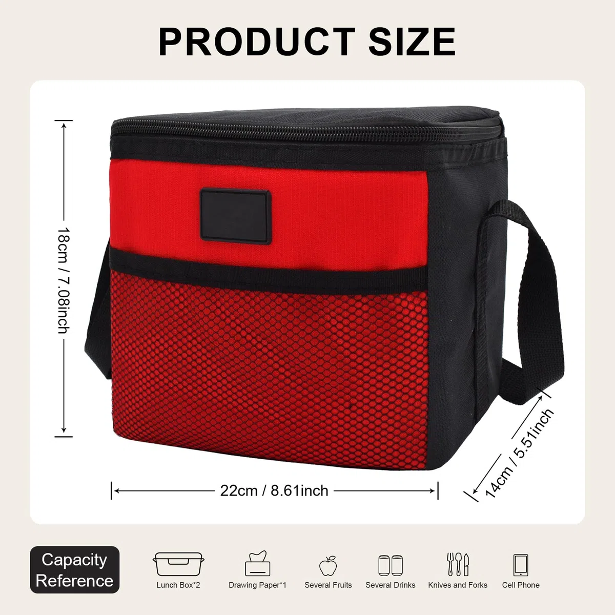 Nanxson Borsa Termica Porta Pranzo, 5L Borsa Frigo Piccola Pranzo Riutilizzabile per Ufficio, Escursionismo, Picnic All'aperto, Barbecue (5L,Rosso)