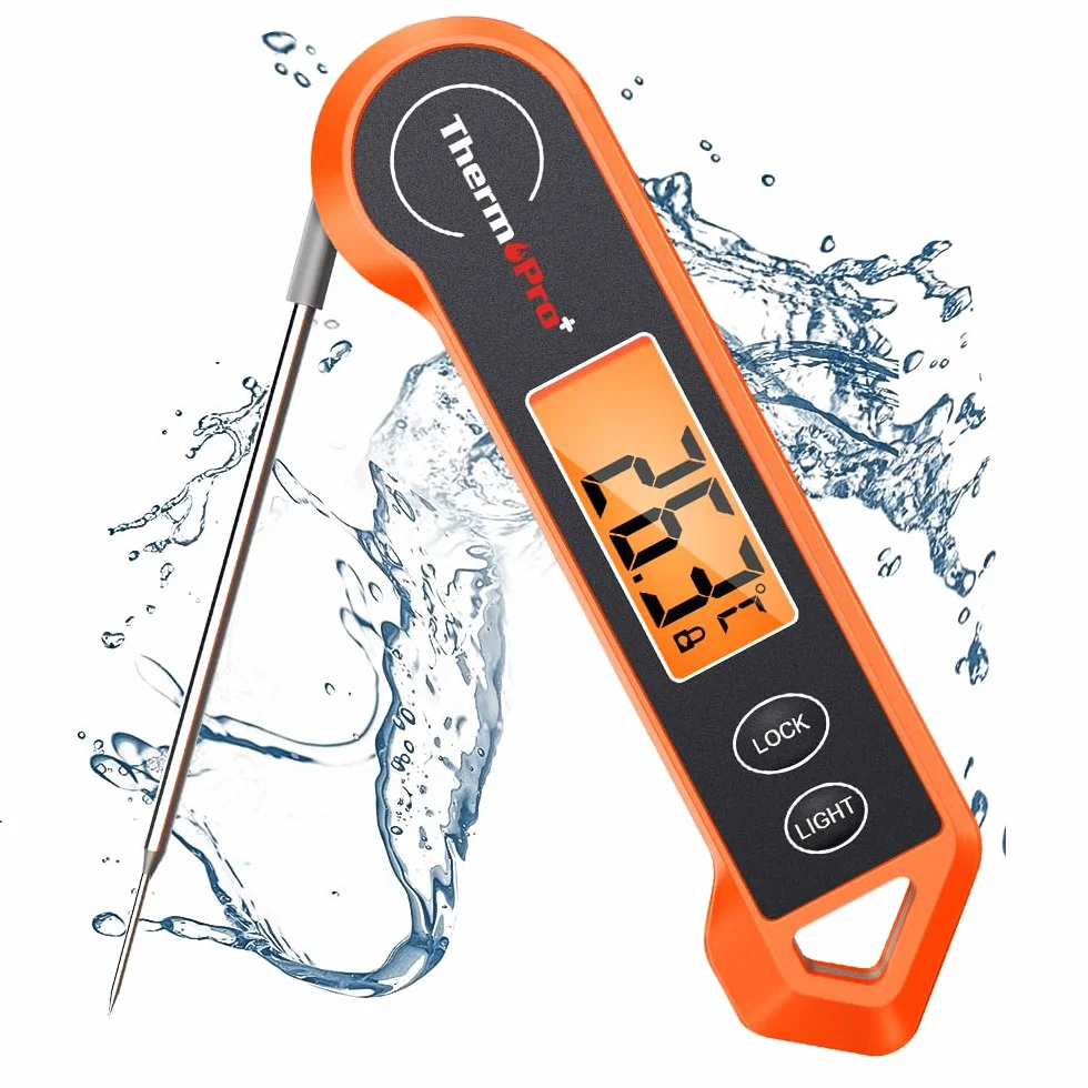 ThermoPro TP19H Termometro digitale per carne per cucinare con retroilluminazione ambidestra, impermeabile per alimenti da cucina BBQ Grill Affumicatore Olio per friggere Caramelle Lettura istantanea