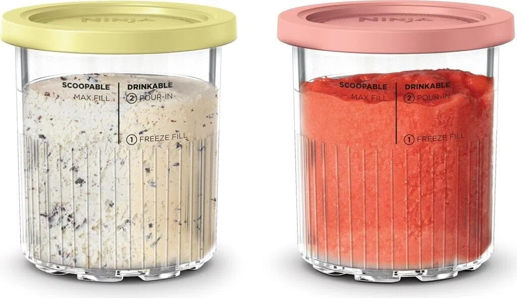 Ninja Creami XSKPNTLD2EUUK - Confezione da 2 contenitori per gelato, compatibili con creami Deluxe, accessori originali Ninja senza BPA, lavabili in lavastoviglie, coperchi colorati, 500 ml