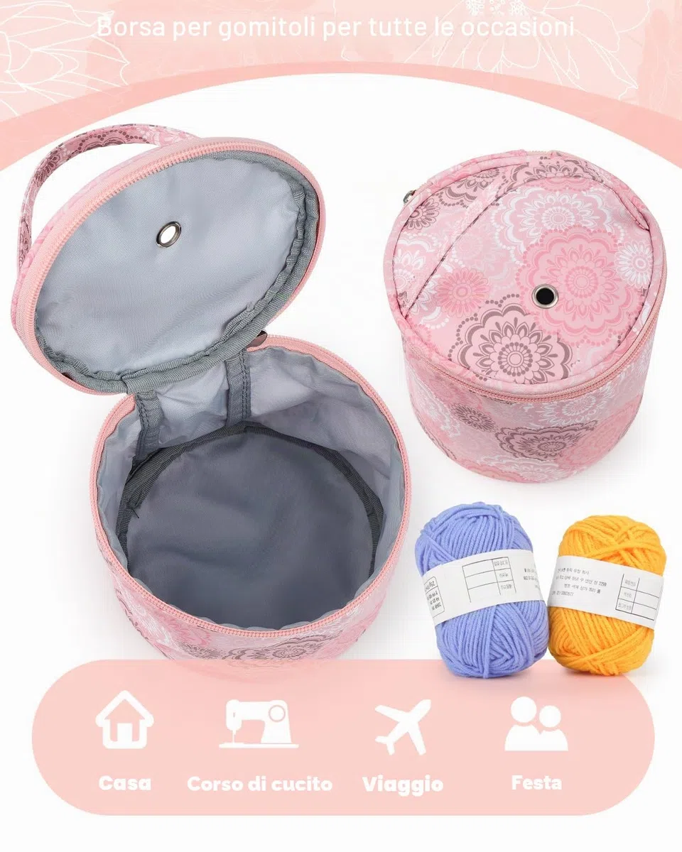 Coopay Mini Borsa per Lavori a Maglia, Sacca Filato per per Riporre Lana e Ferri, Conservazione per Riporre gomitoli di Matassa, Ferri da Maglia, Progetto in Corso