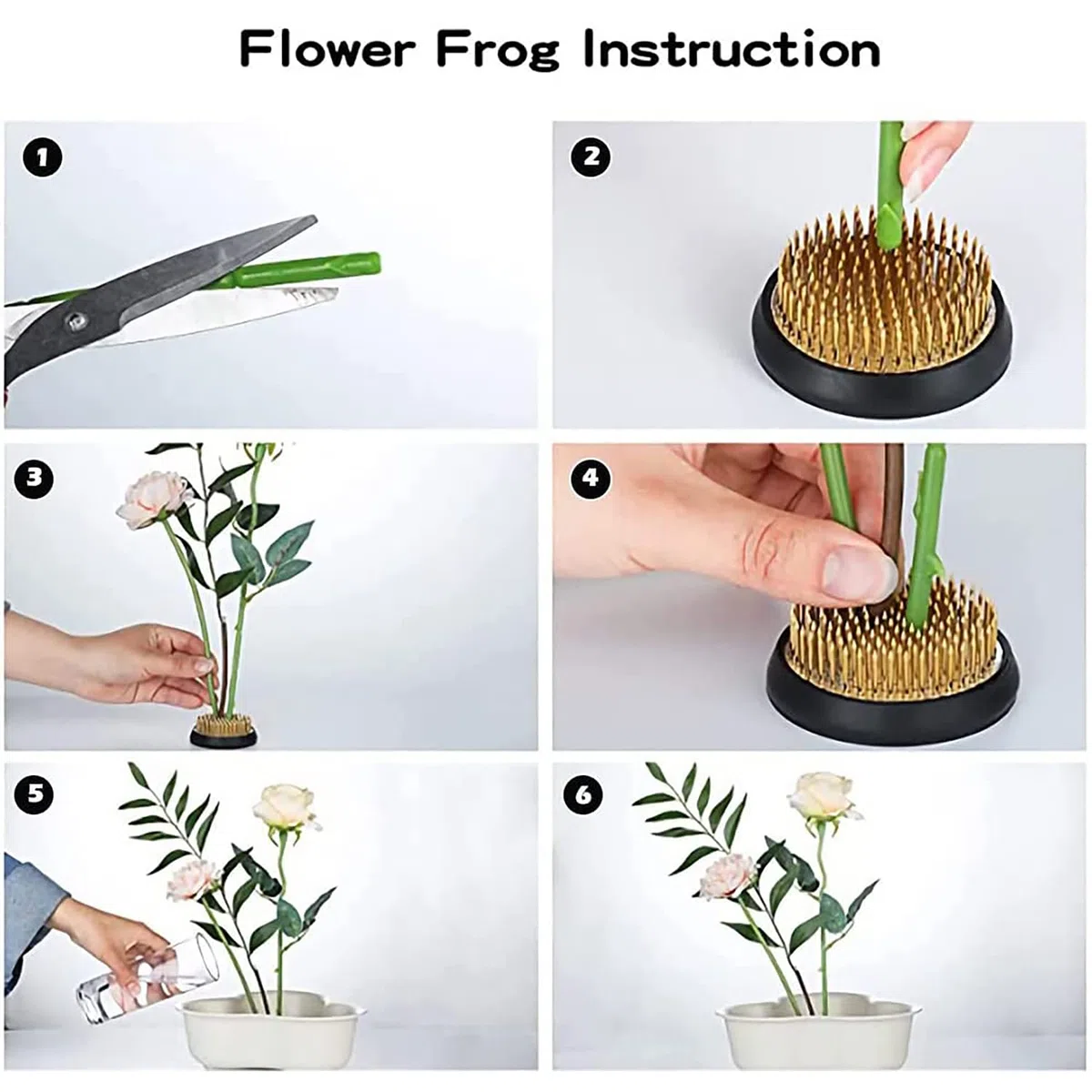 4 Pezzi Rana Rotonda, Acciaio Inossidabile Ikebana, Rana Fiore, Rana Fiore Rotonda, Composizione Floreale a Spillo in Rame con Base Ad, Anello in Gomma Acciaio Inossidabile, per Home, Office